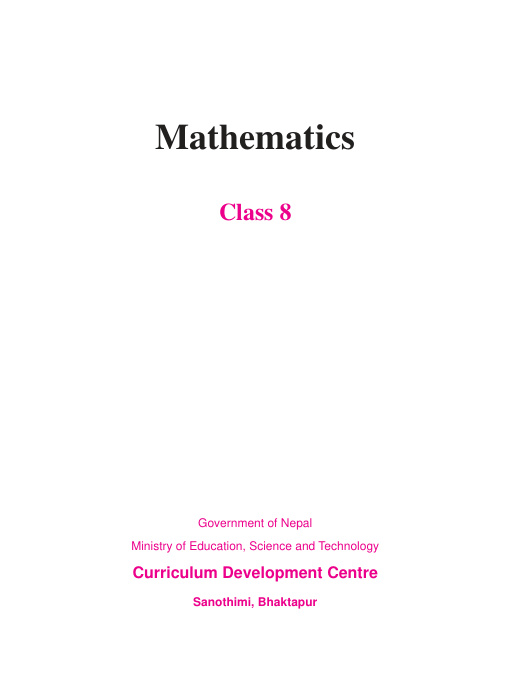 Mathematics Class 8 (English Translation)