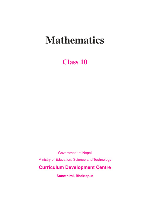 Mathematics Class 10 (English Translation)